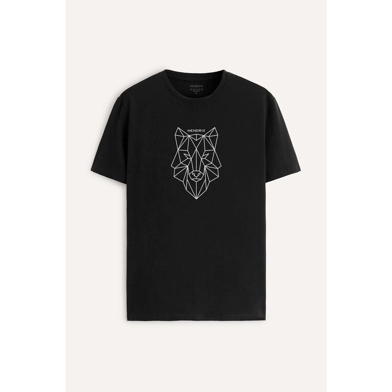 Tričko, Barva Černá, s Potiskem Minimal Wolf