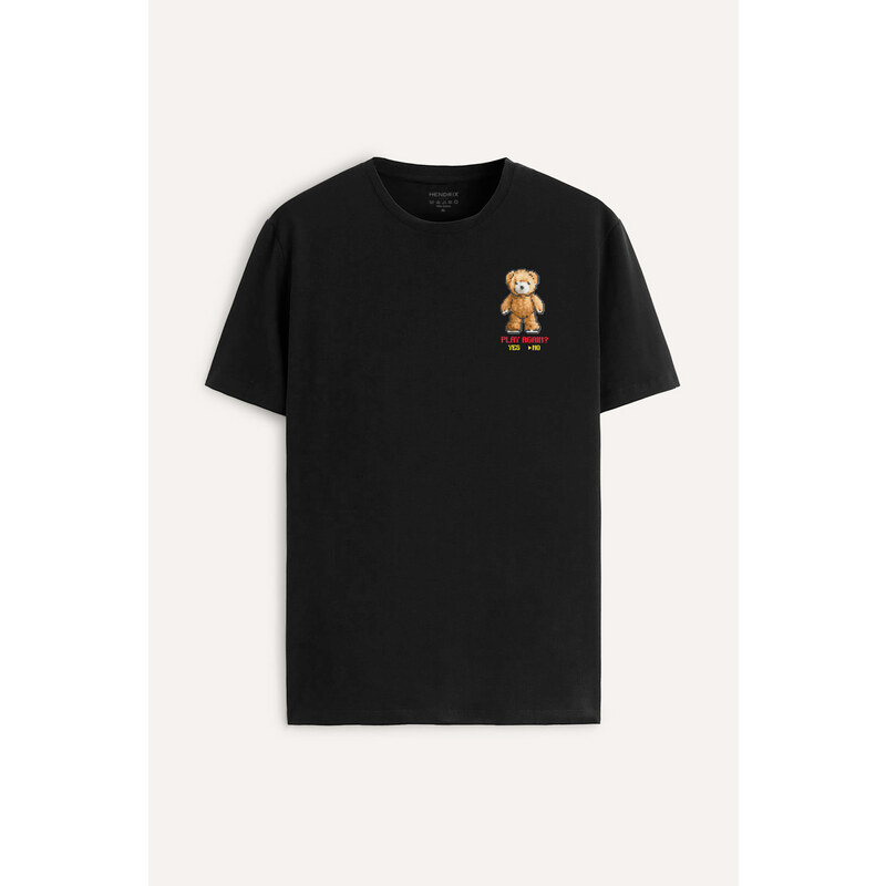 Tričko, Barva Černá, s Potiskem Arcade Teddy