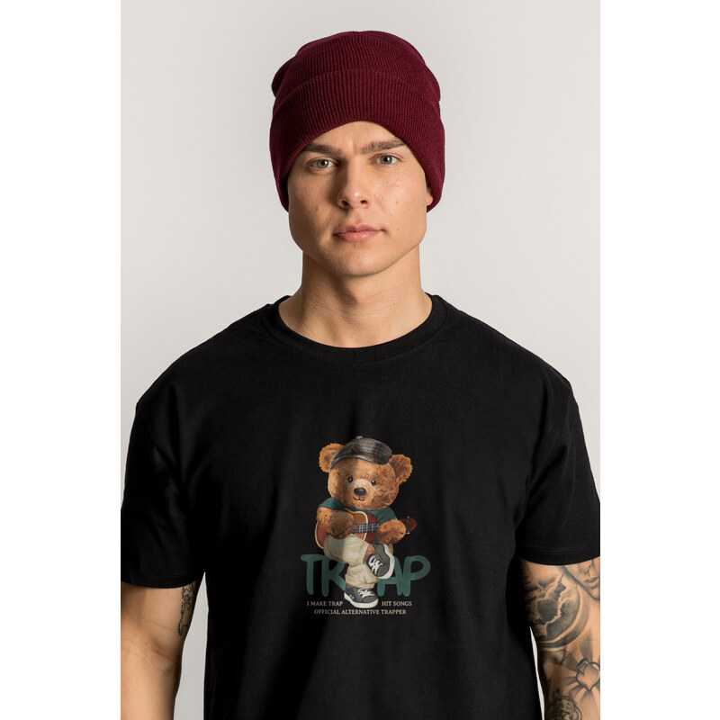 Hendrix Tričko, Barva Černá, s Potiskem Alternative Trapper Teddy