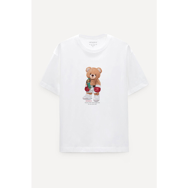 Oversized Tričko, Barva Bílá, s Potiskem Champion Teddy
