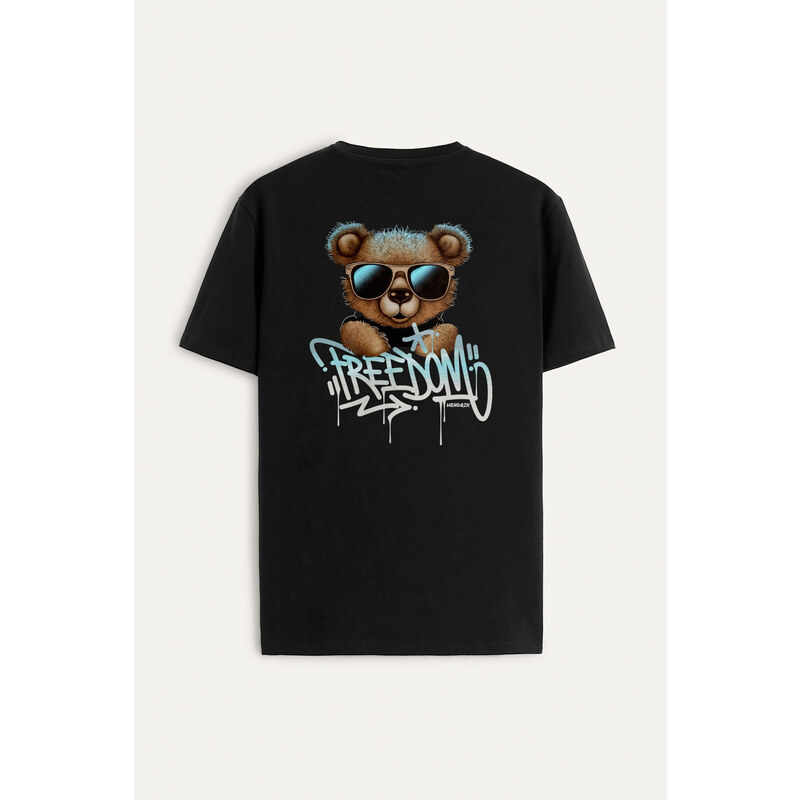 Tričko, Barva Černá, s Potiskem Freedom Teddy