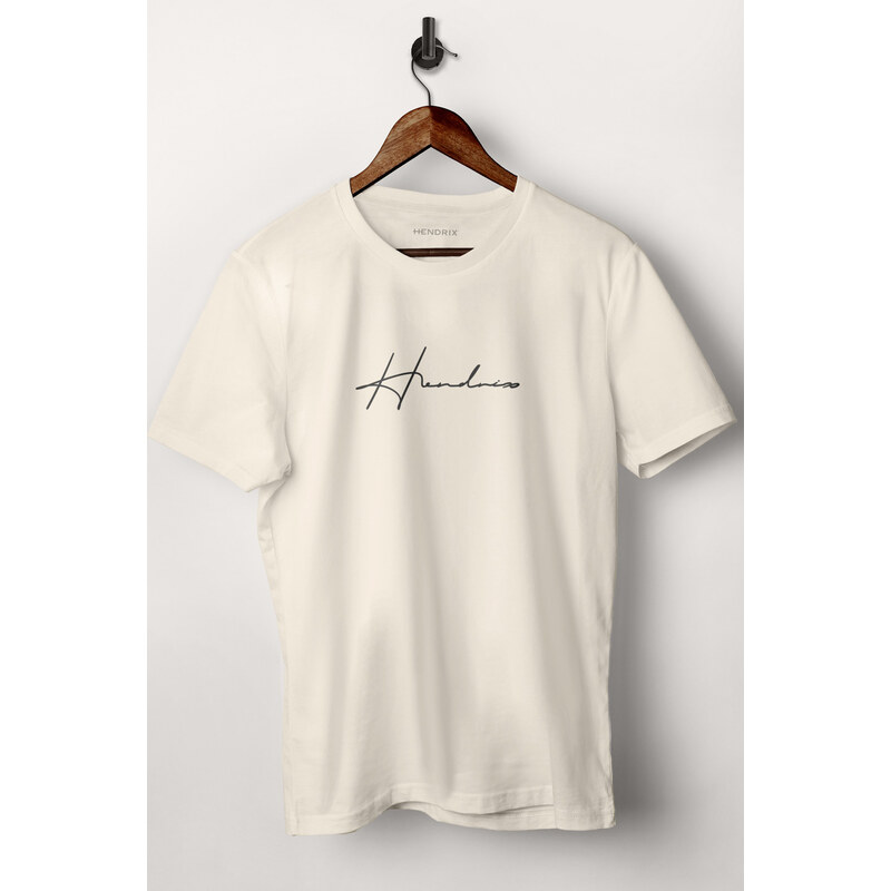 Tričko, Barva Ekru, s Potiskem Hendrix Limited Signature Black