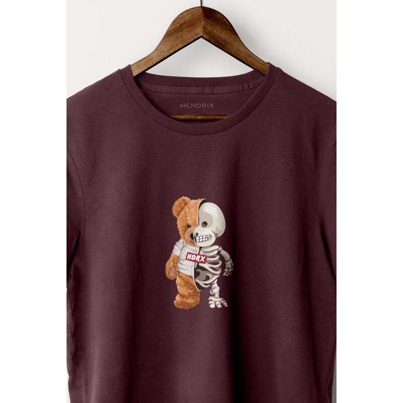 Tričko, Barva Bordó, s Potiskem Creepy Teddy