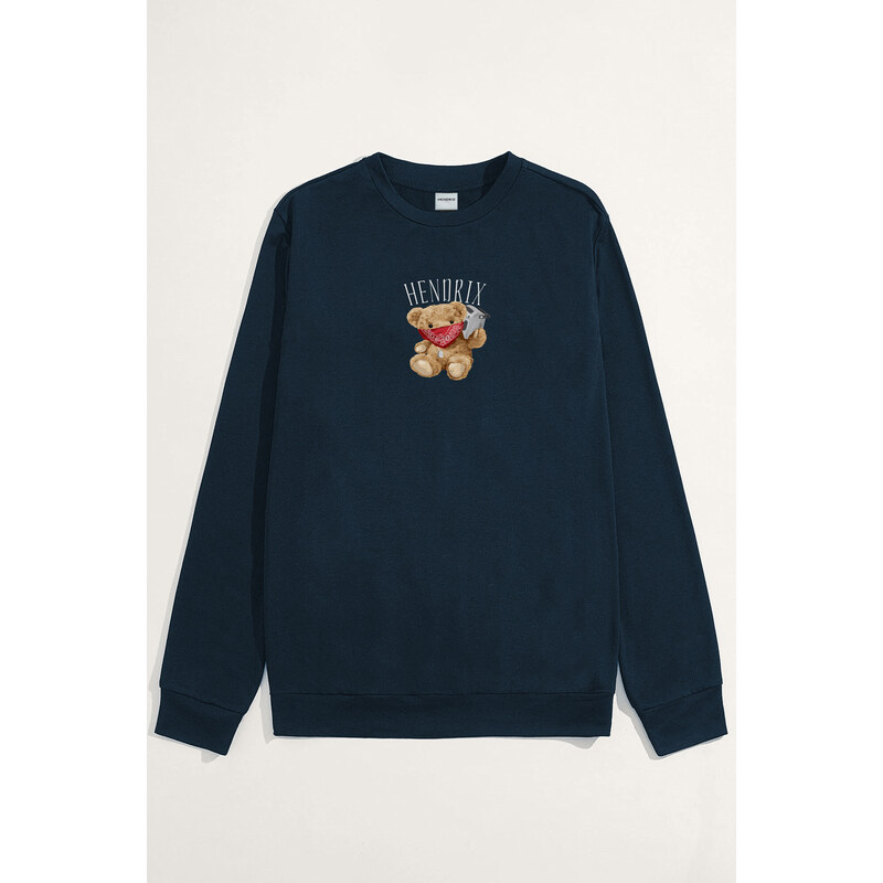 Mikina, Barva Modrá, s Potiskem Hendrix Teddy