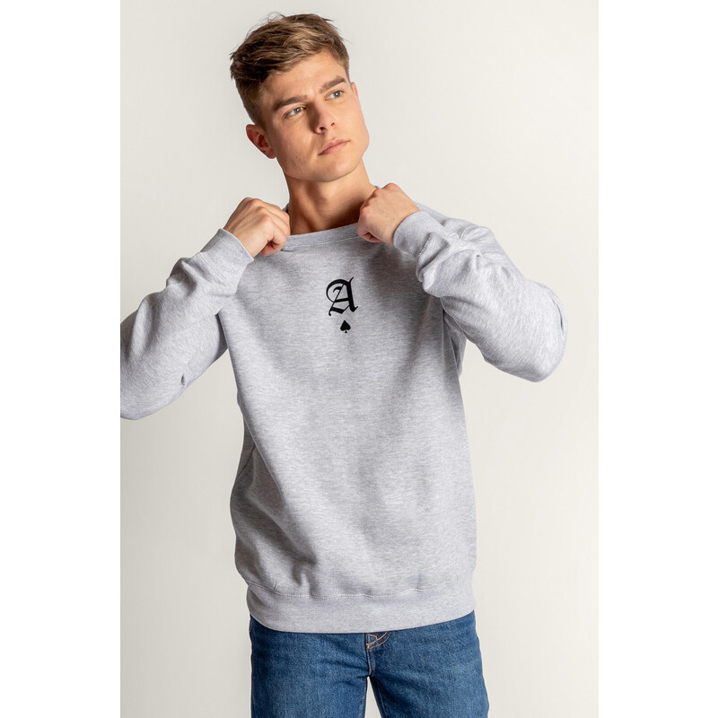 Mikina, Barva Šedá, s Potiskem Minimal Ace Black