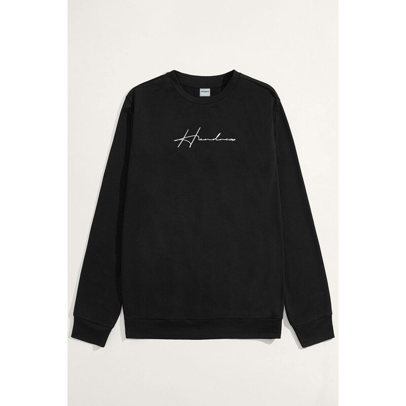 Mikina, Barva Černá, s Potiskem Hedrix Essential Logo White