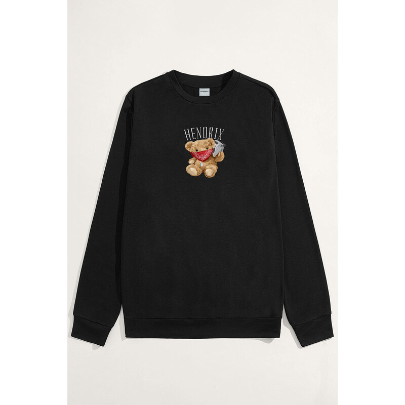 Mikina, Barva Černá, s Potiskem Hendrix Teddy