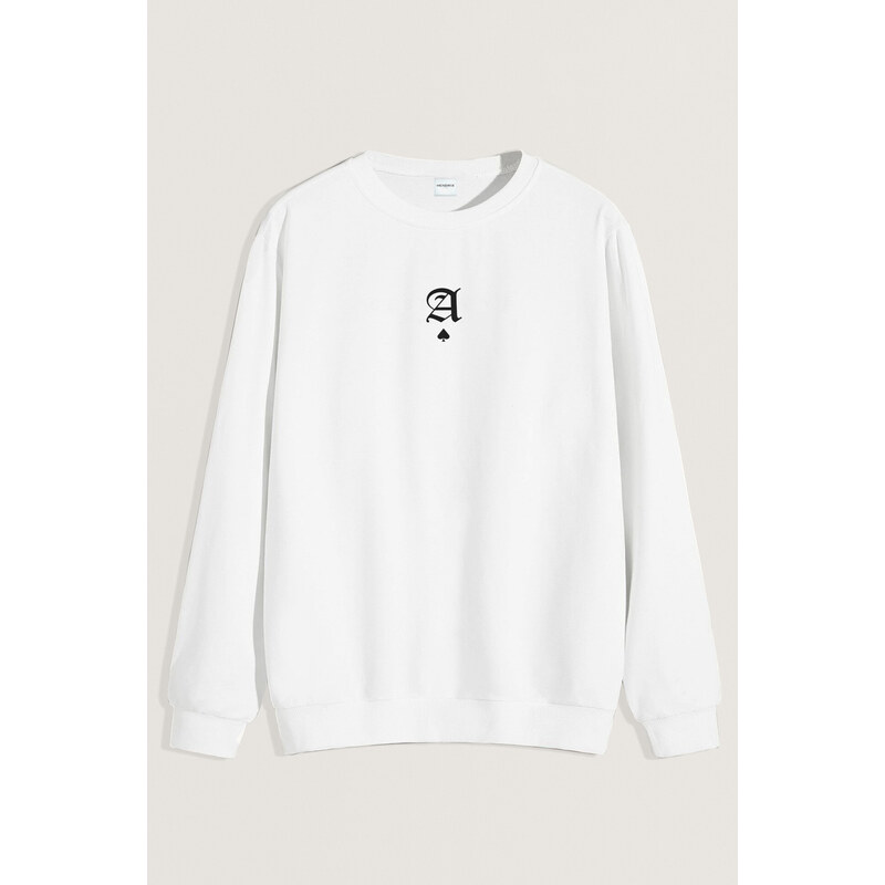 Mikina, Barva Bílá, s Potiskem Minimal Ace Black