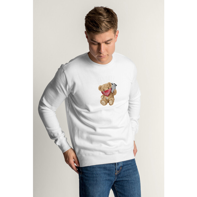 Mikina, Barva Bílá, s Potiskem Hendrix Teddy