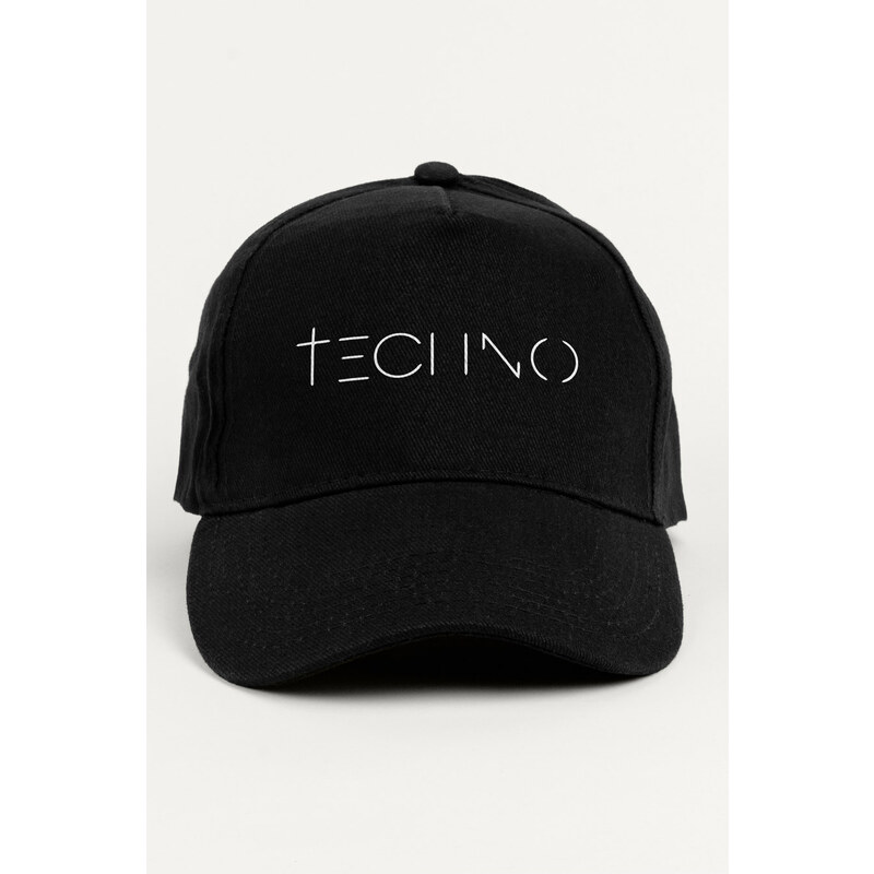 Kšiltovka Jockey, Barva Černá, s Potiskem Techno White