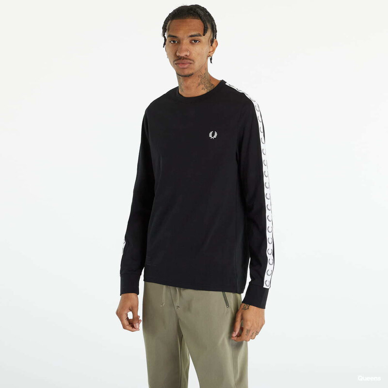 Pánské tričko FRED PERRY Taped Long Sleeve T-shirt Black