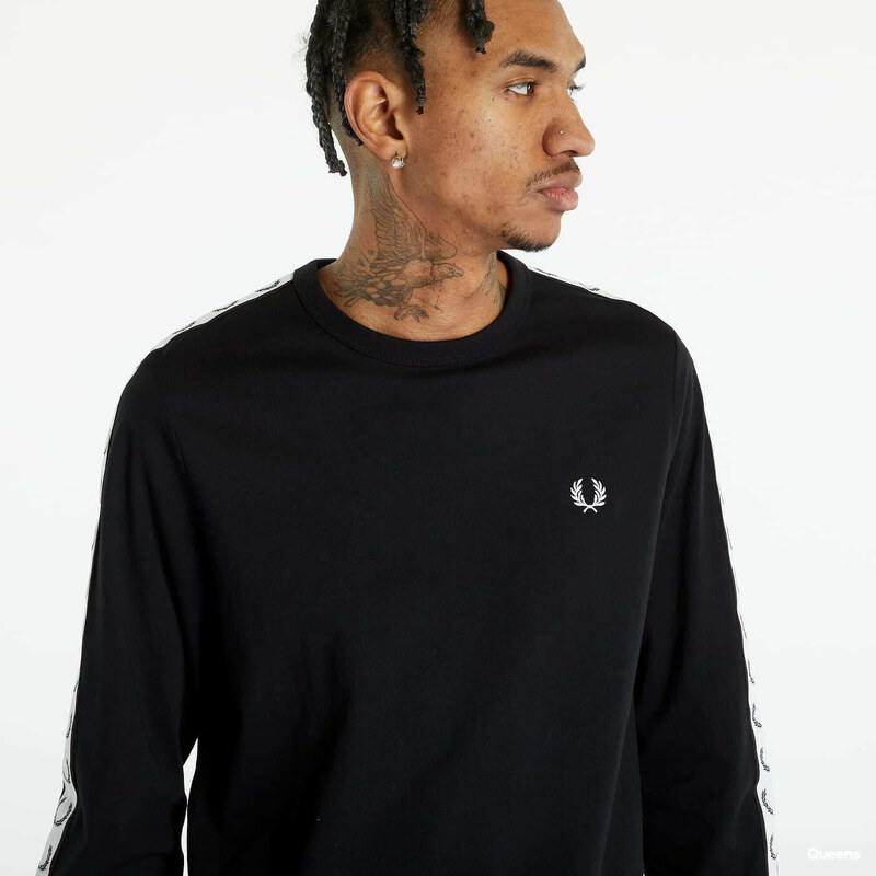 Pánské tričko FRED PERRY Taped Long Sleeve T-shirt Black