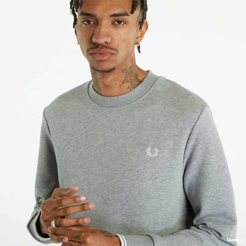 Pánská mikina FRED PERRY Crew Neck Sweatshirt Steel Marl