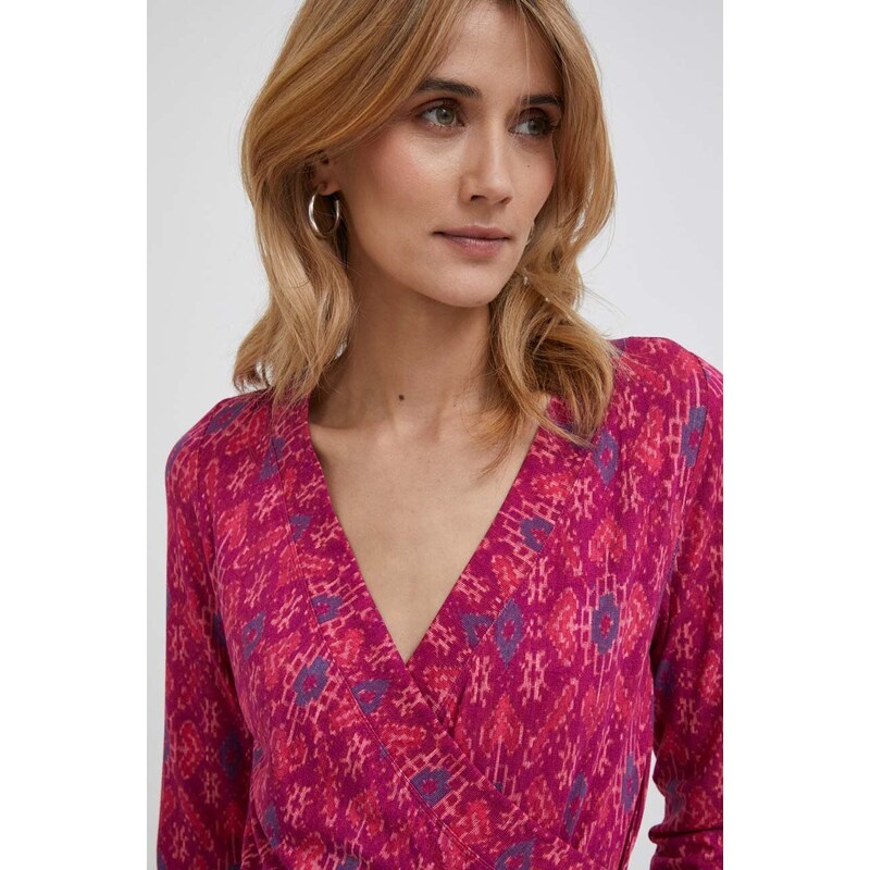 Tričko s dlouhým rukávem Lauren Ralph Lauren růžová barva