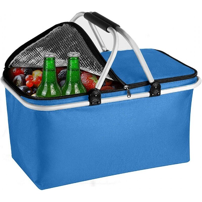 Skládací termo košík na nákupy a piknik s izolační vrstvou, 47x27x23cm, hmotnost 630g