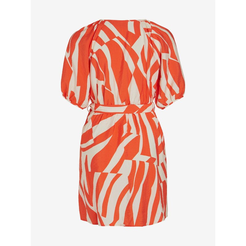 Krémovo-oranžové dámské vzorované šaty VILA Dogma - Dámské