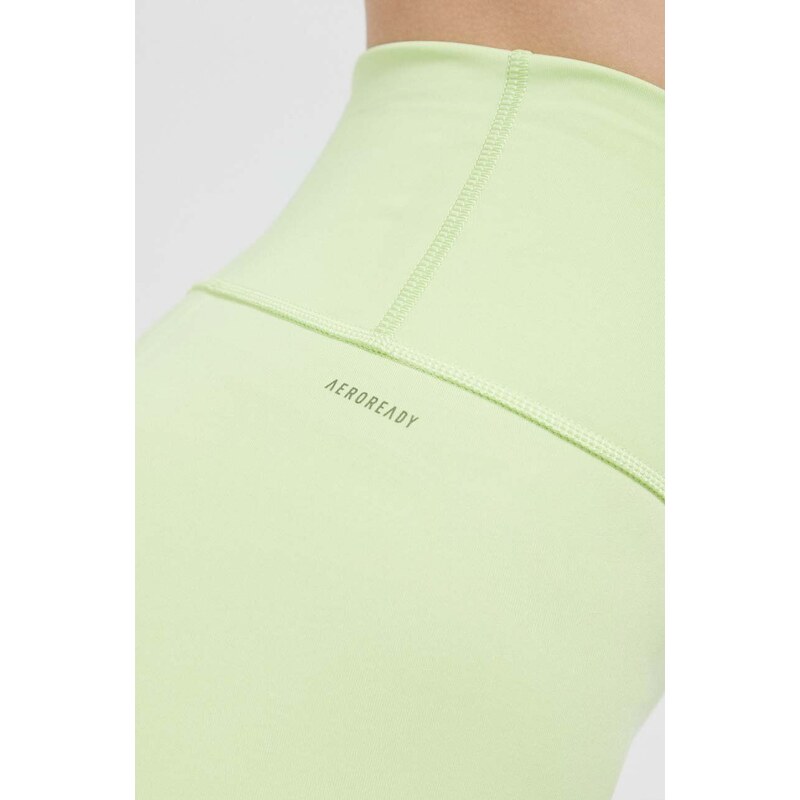 Tréninkové šortky adidas Performance Optime zelená barva, hladké, high waist