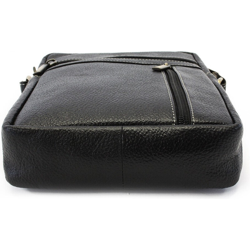 Černý pánský kožený zipový crossbag Ersi