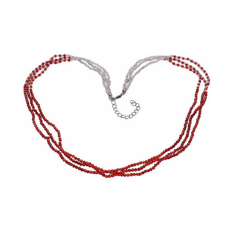 Nefertitis Labradorit a červený onyx náhrdelník z broušených korálků - cca 45 - 50 cm