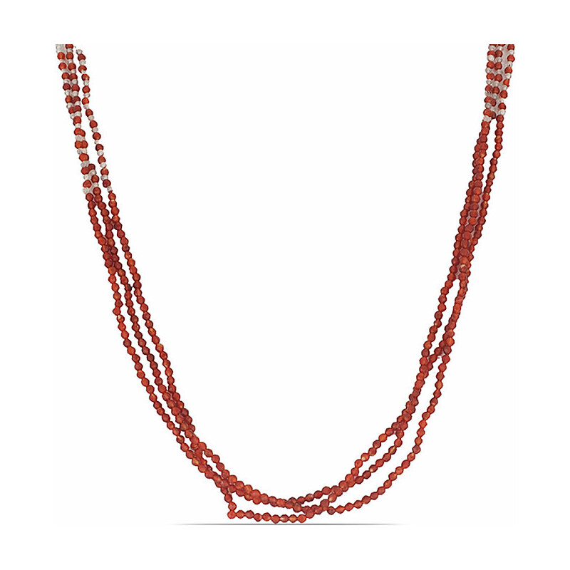 Nefertitis Labradorit a červený onyx náhrdelník z broušených korálků - cca 45 - 50 cm