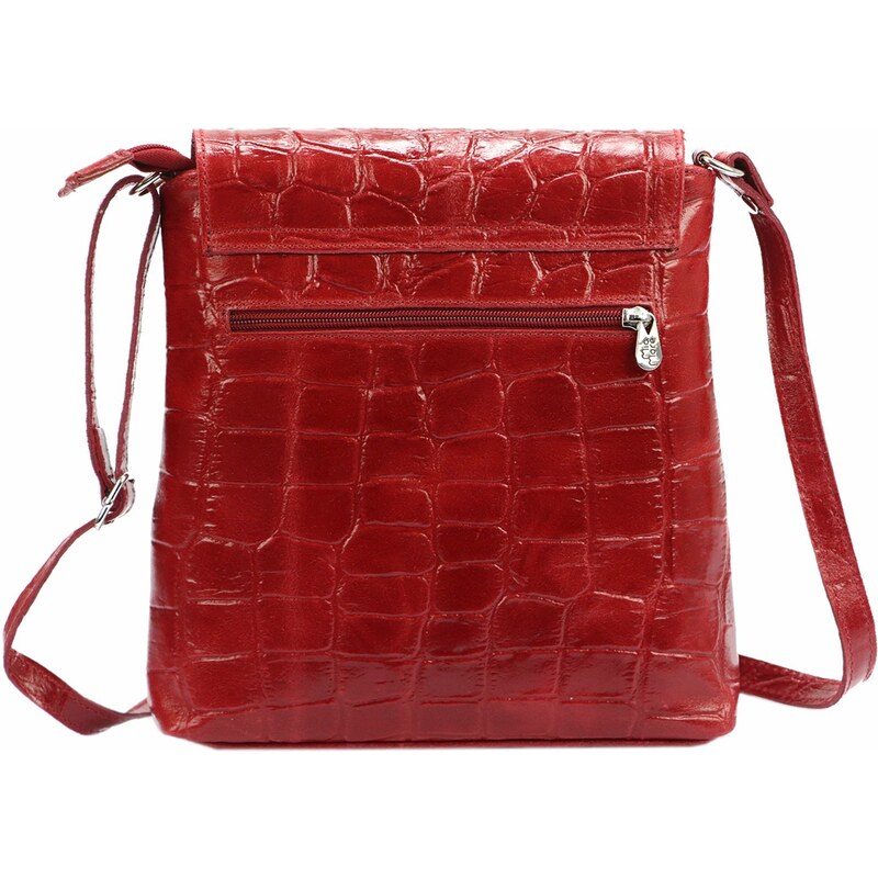 Kožená crossbody kabelka MiaMore 01-023 COCO tmavě červená