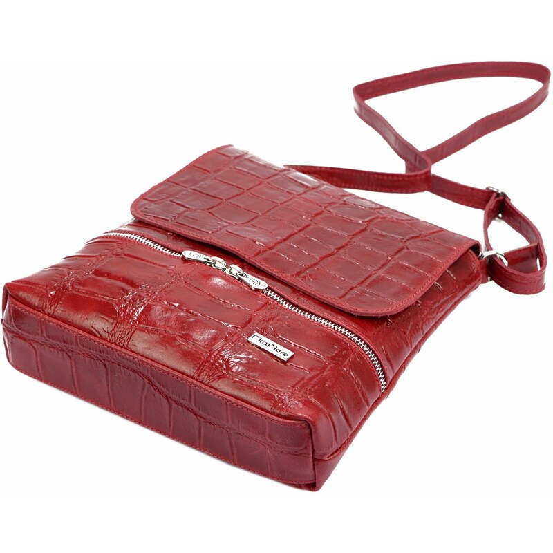 Kožená crossbody kabelka MiaMore 01-023 COCO tmavě červená