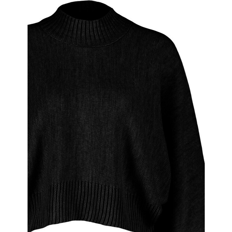 Trendyol černý pletený svetr s netopýřím rukávem