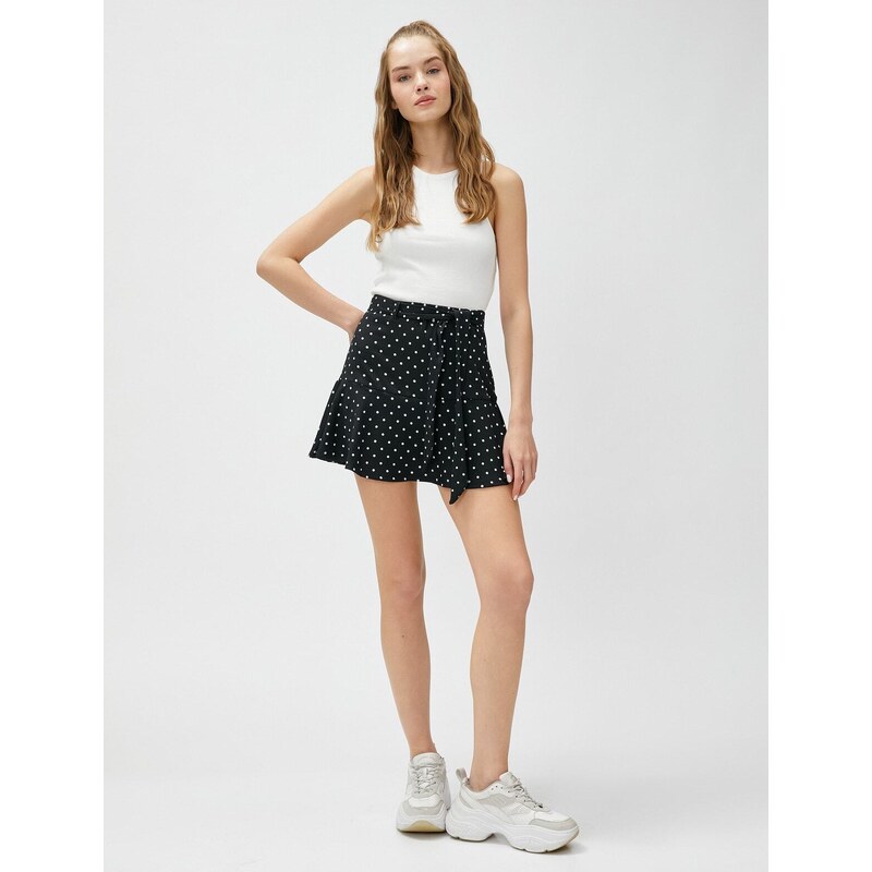 Koton Mini Short Skirt Polka Dot Waist Belted Flounce