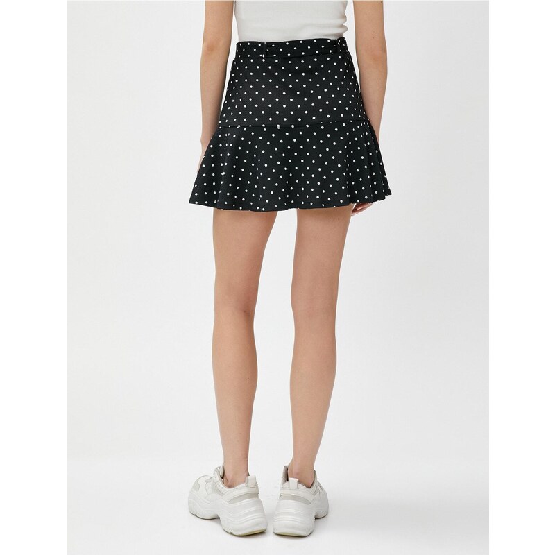 Koton Mini Short Skirt Polka Dot Waist Belted Flounce