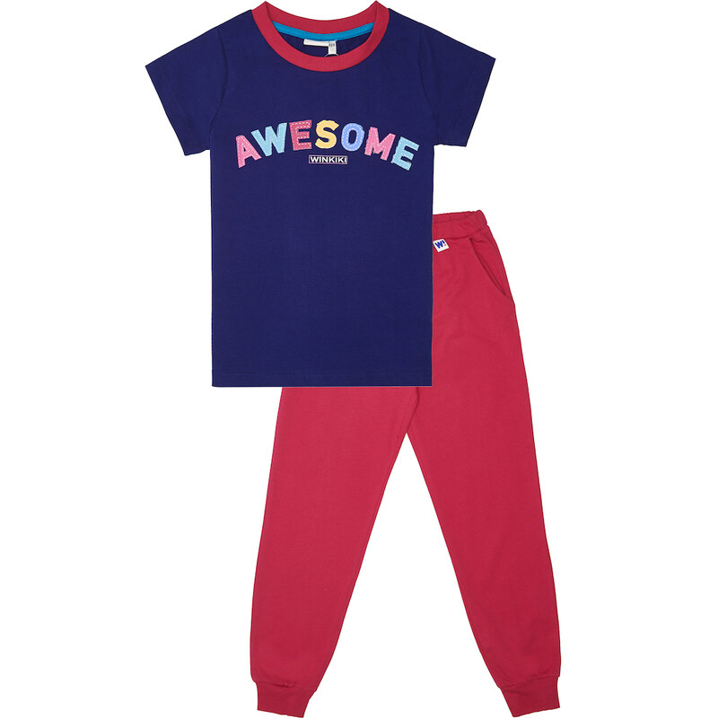 Winkiki Kids Wear Dívčí pyžamo Awesome - navy/malinová