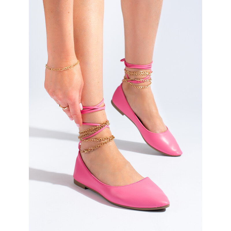 Women's ballerinas Shelovet pink with chains