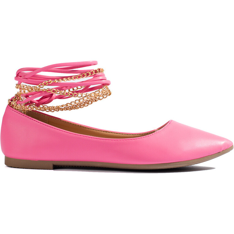 Women's ballerinas Shelovet pink with chains