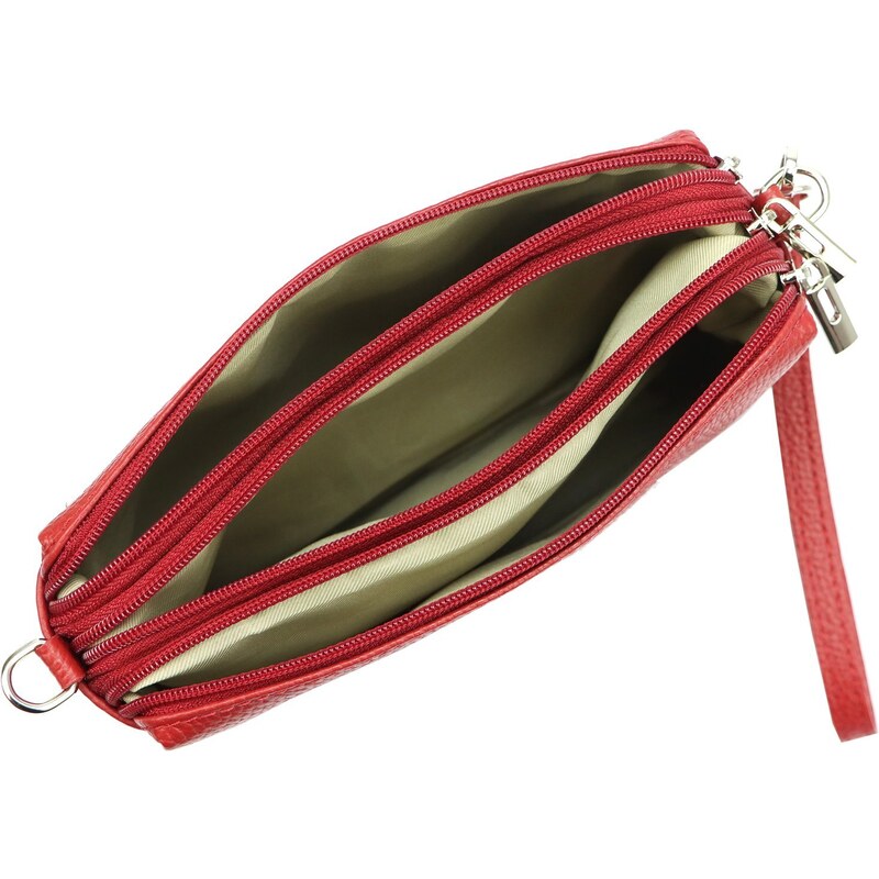 Kožená společenská kabelka MiaMore 01-042 červená