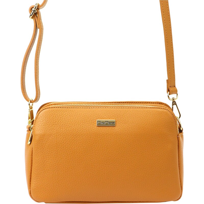 Dámská kožená crossbody kabelka MiaMore 01-046 camel