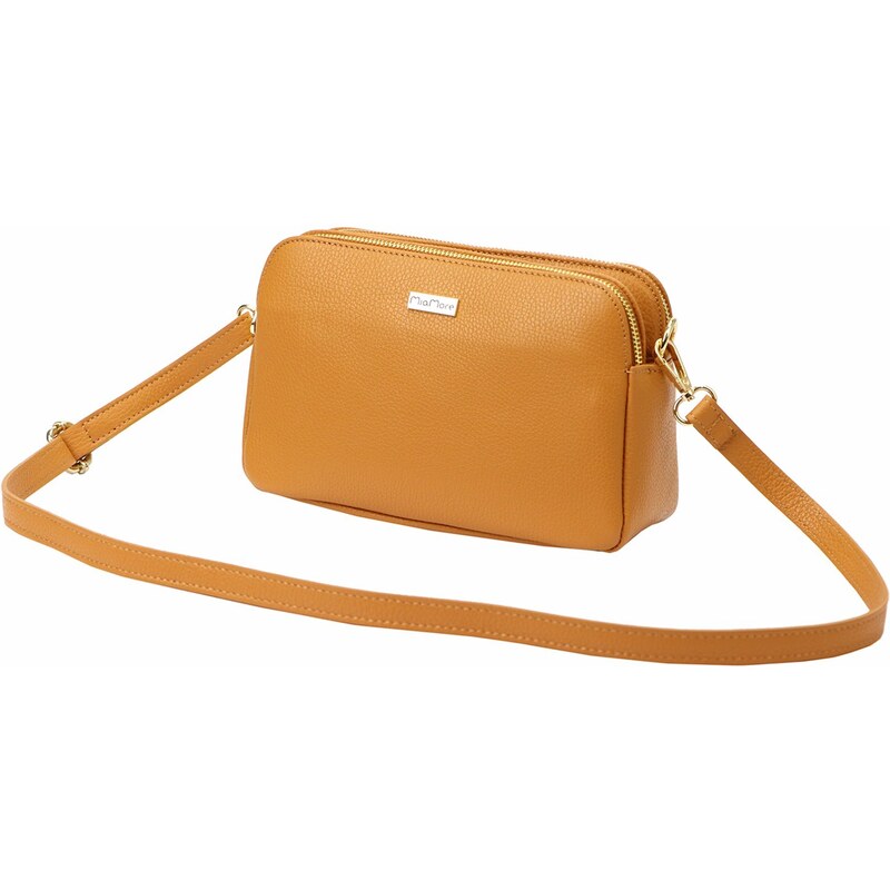 Dámská kožená crossbody kabelka MiaMore 01-046 camel