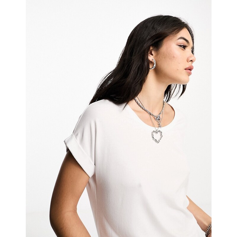 ONLY soft round neck t-shirt in white 89663927