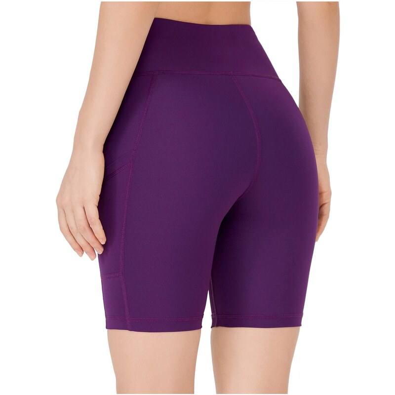 LOS OJOS Women's Purple High Waist Compression Double Pocket