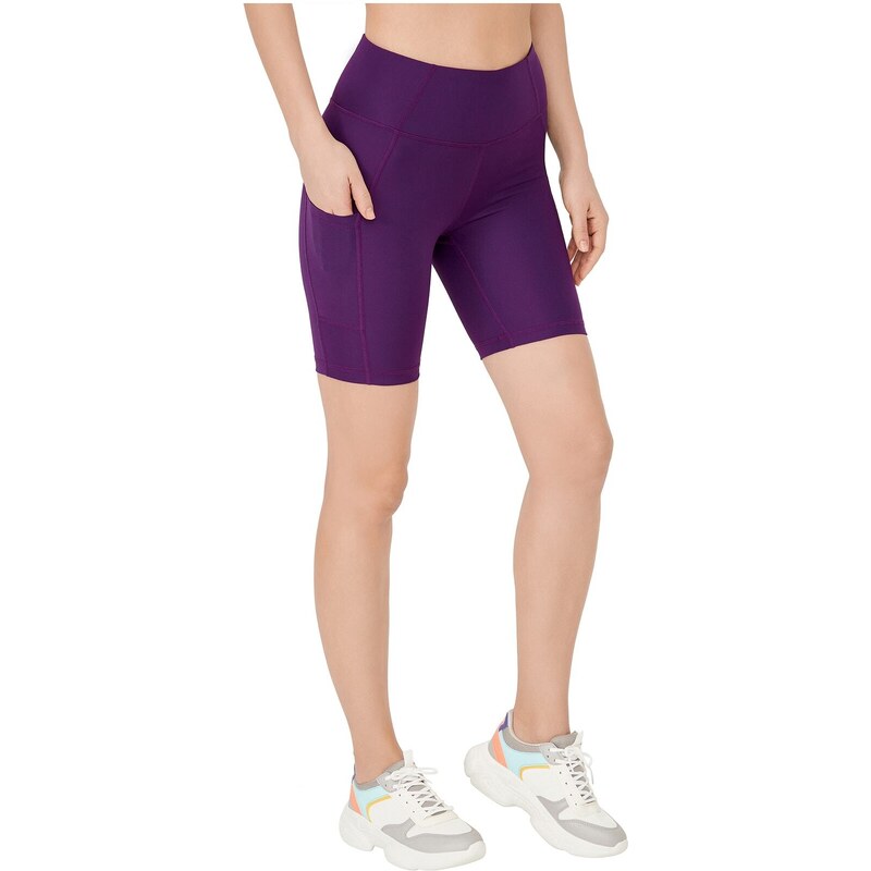 LOS OJOS Women's Purple High Waist Compression Double Pocket