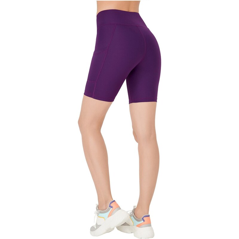 LOS OJOS Women's Purple High Waist Compression Double Pocket