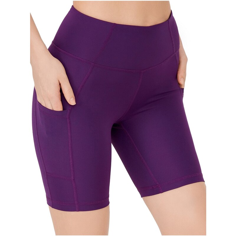 LOS OJOS Women's Purple High Waist Compression Double Pocket