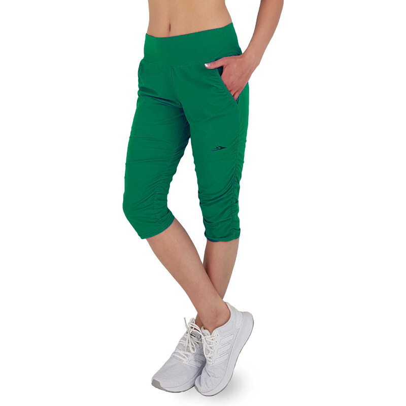 NEYWER Dámské sportovní 3/4 řasené kalhoty zelené EG723