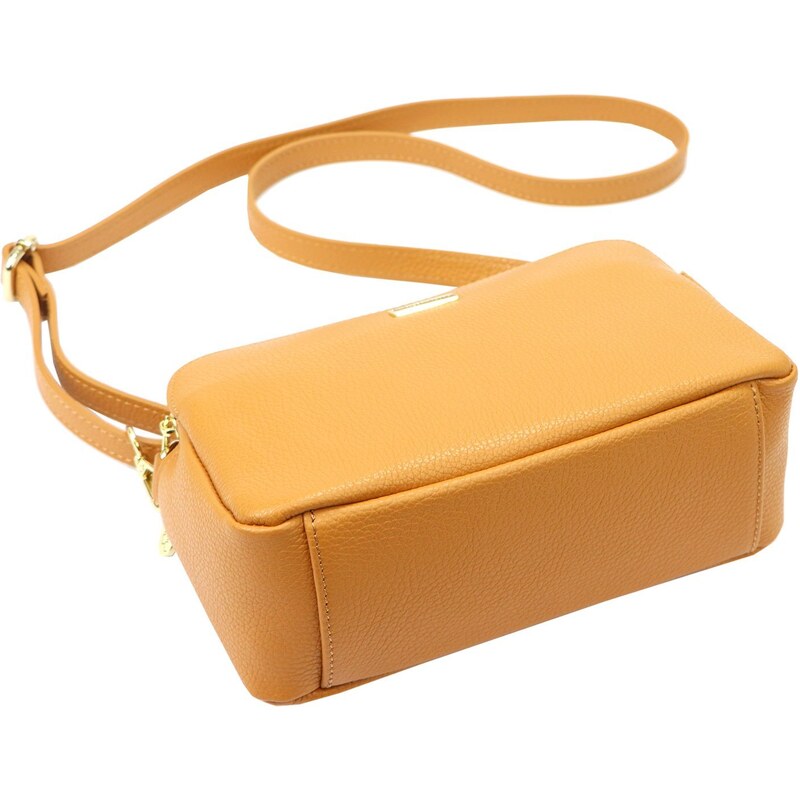 Dámská kožená crossbody kabelka MiaMore 01-046 camel