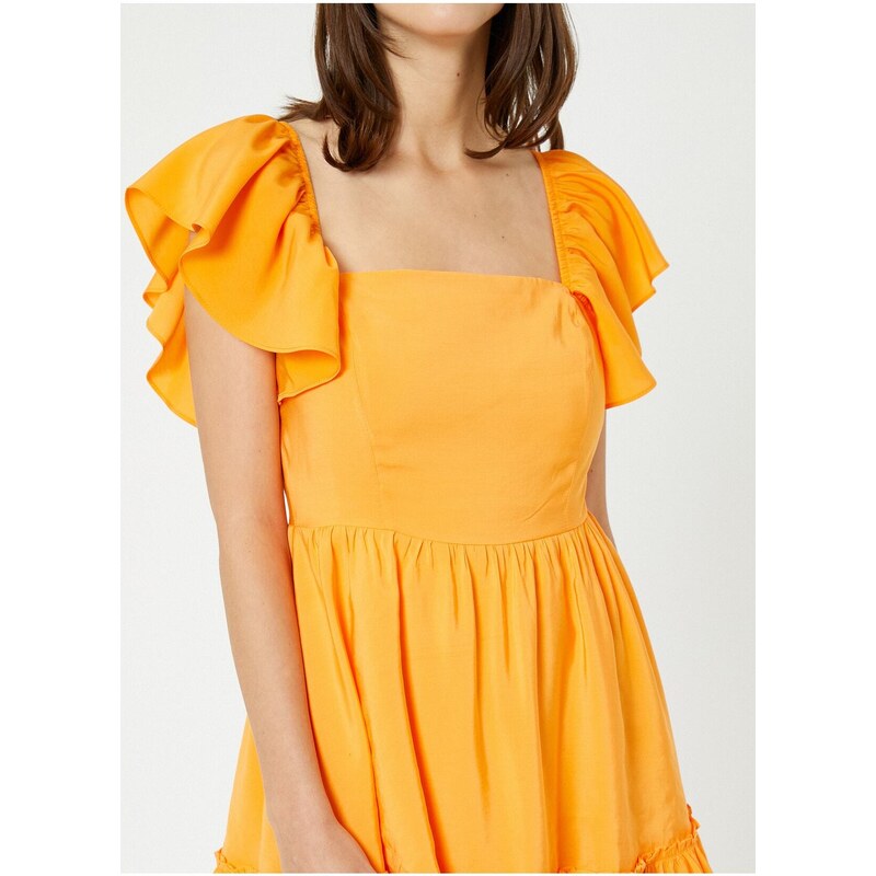 Koton Crew Neck Orange Above Knee Dress For Women 3sak80003ew