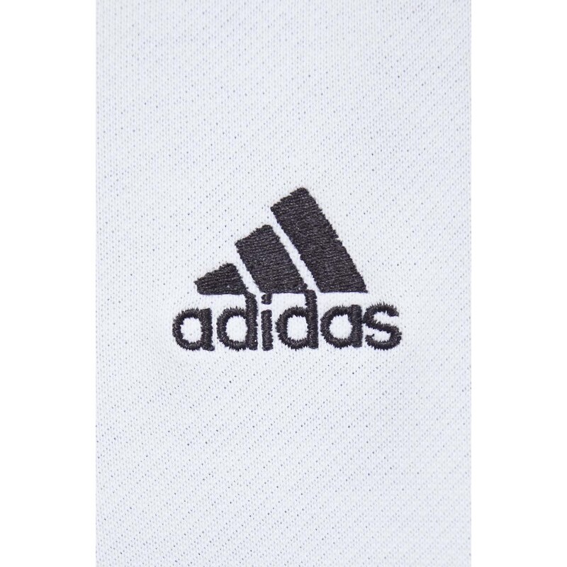 Bavlněná mikina adidas dámská, bílá barva, s kapucí, s aplikací, IK8387