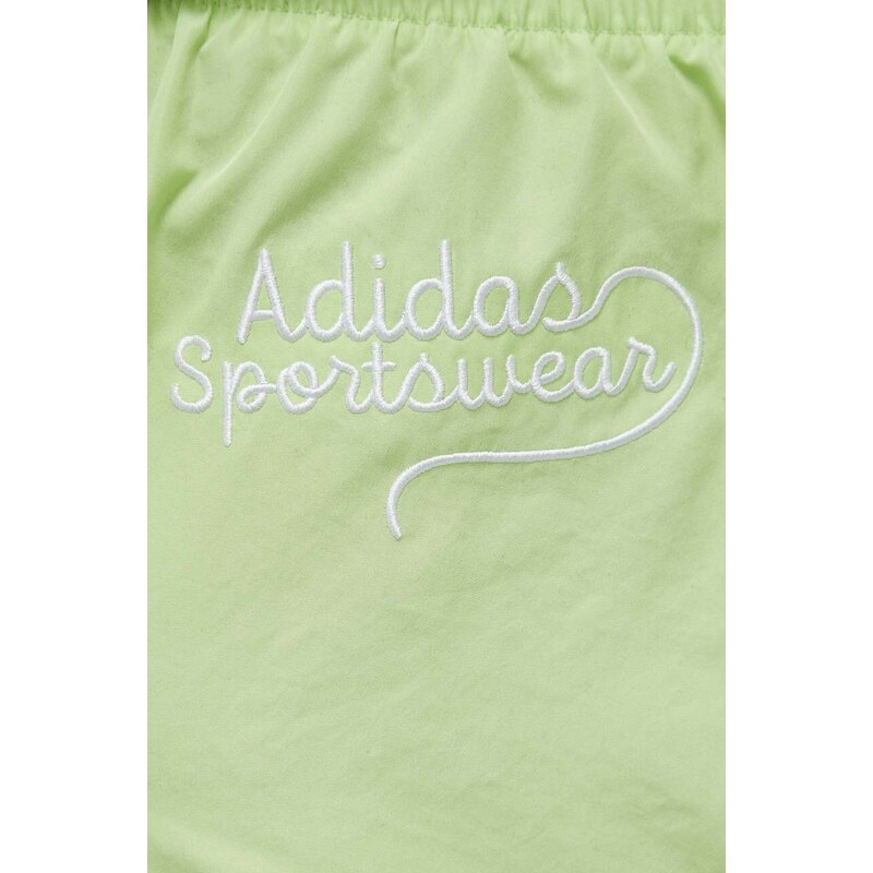 Kraťasy adidas dámské, zelená barva, s aplikací, medium waist