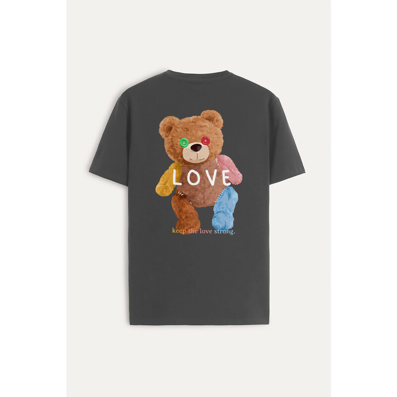 Tričko, Barva Železitě Šedá, s Potiskem Lovely Teddy