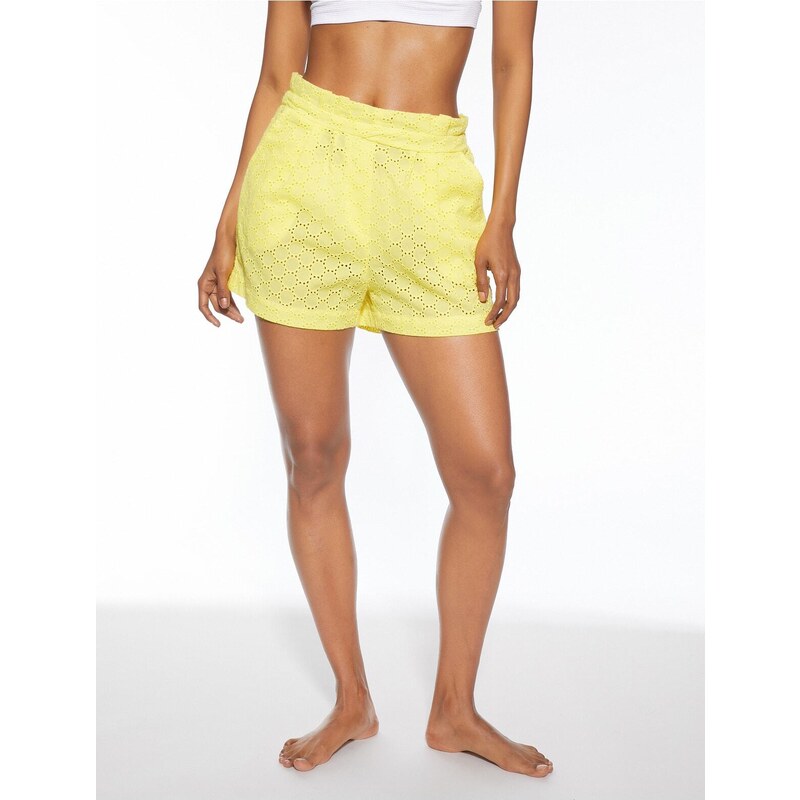 Koton Embroidered Shorts with Elastic Waist.