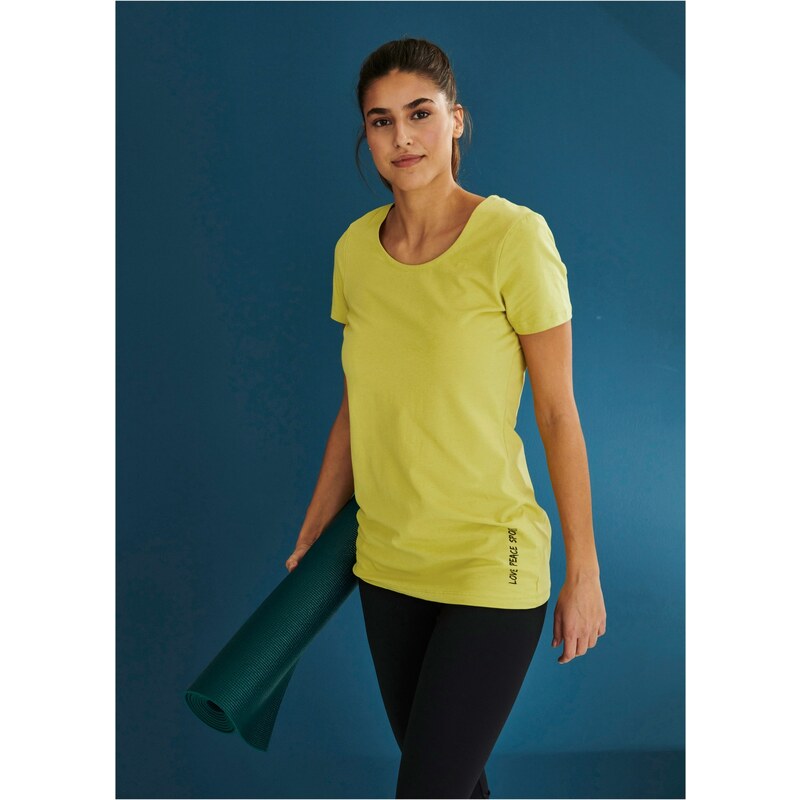 bonprix Dlouhé sportovní tričko s bavlnou (2 ks) Zelená