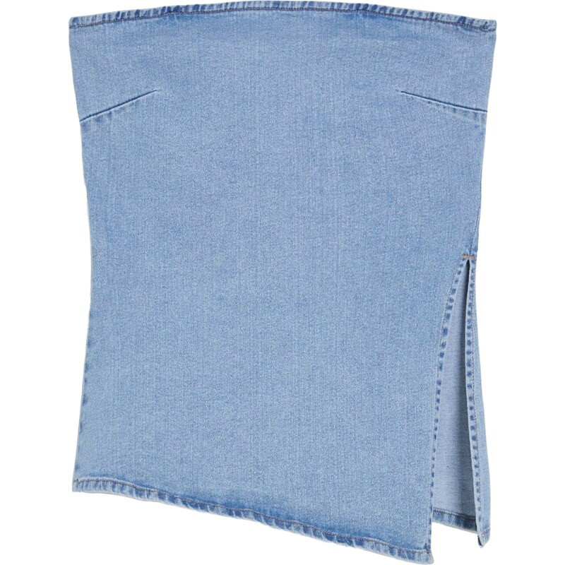 Bershka Top modrá džínovina 109424717