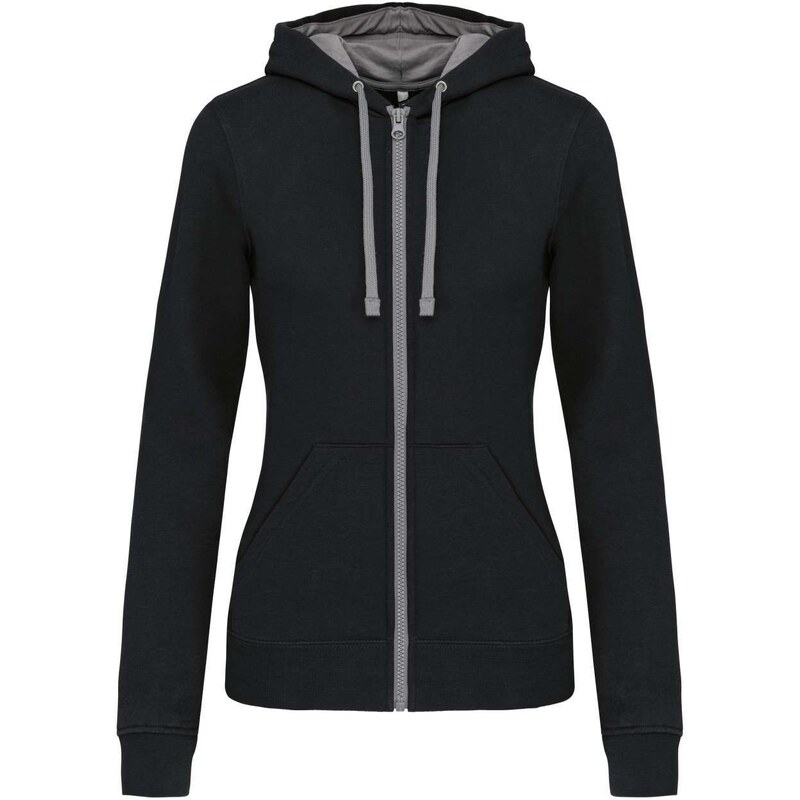 Kariban Dámská mikina na zip s kapucí Contrast – 49980796
